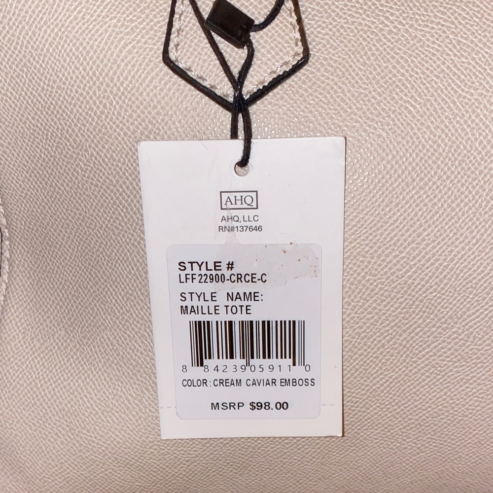 NWT!! London Fog Large Maille Tote Shoulder Bag 100th Anniversary Cream Caviar - Picture 3 of 14